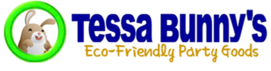 Logo of Tessa Bunny's Eco-Friendly Party Goods with a cartoon bunny and green circle.