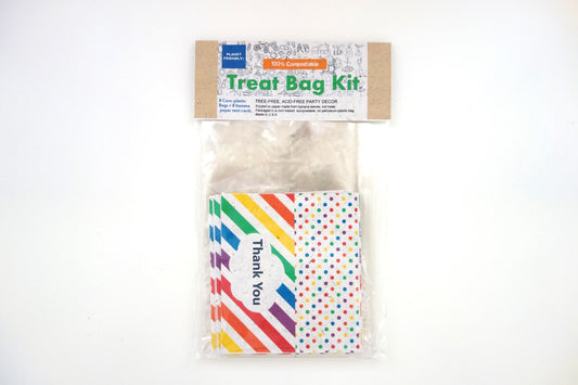 Rainbow Colors Compostable Treat Bag Kit (pack of 8, plant-based plastic bags)