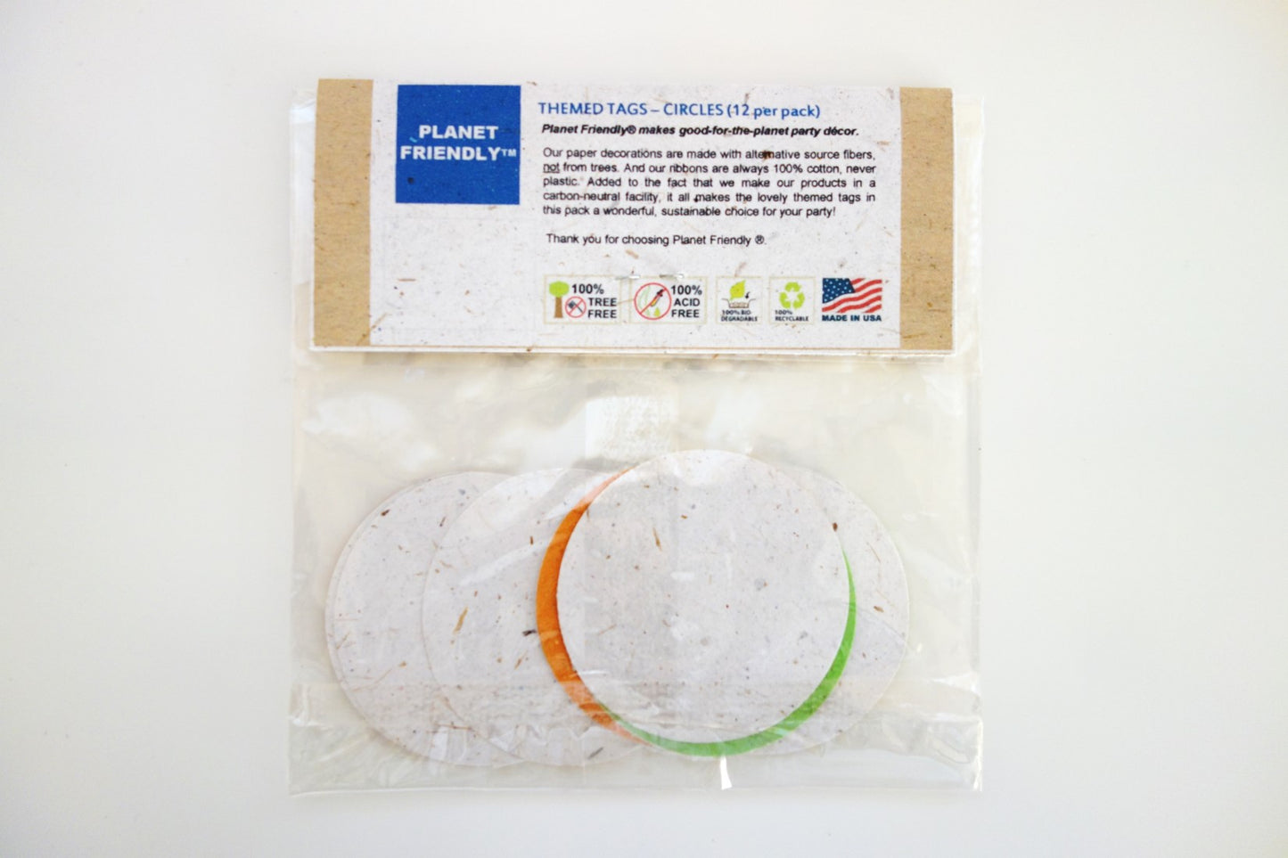 Baby Jungle 2-inch Themed Tags, Circle (Tree Free Banana Paper!) - 12 per pack