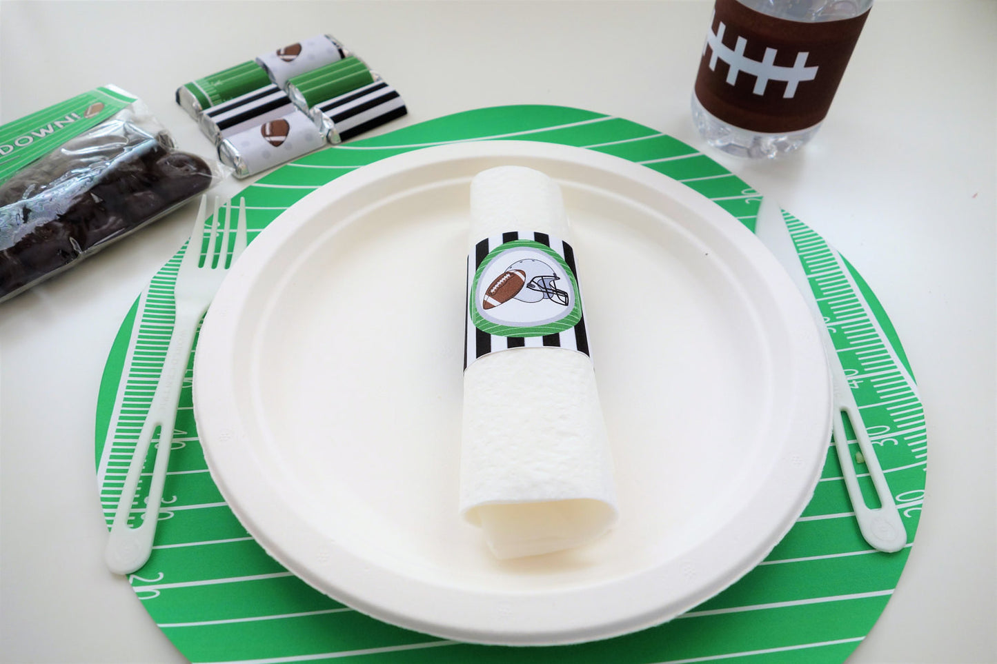 Football Tree-Free Paper Napkin Rings (pack of 10, Sugar Cane Stalk Paper)