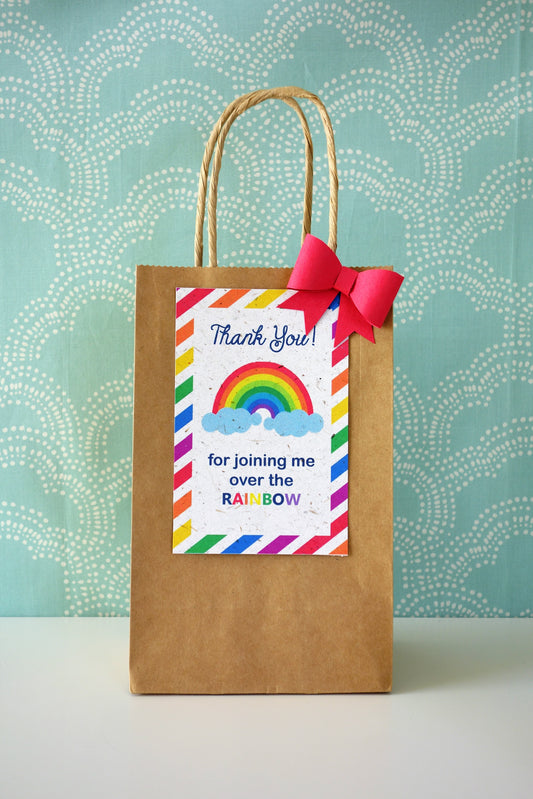 Rainbow Colors Favor Bag Thank You Tags (Six tags, 3.5 x 5-inch) (Bags not included.)