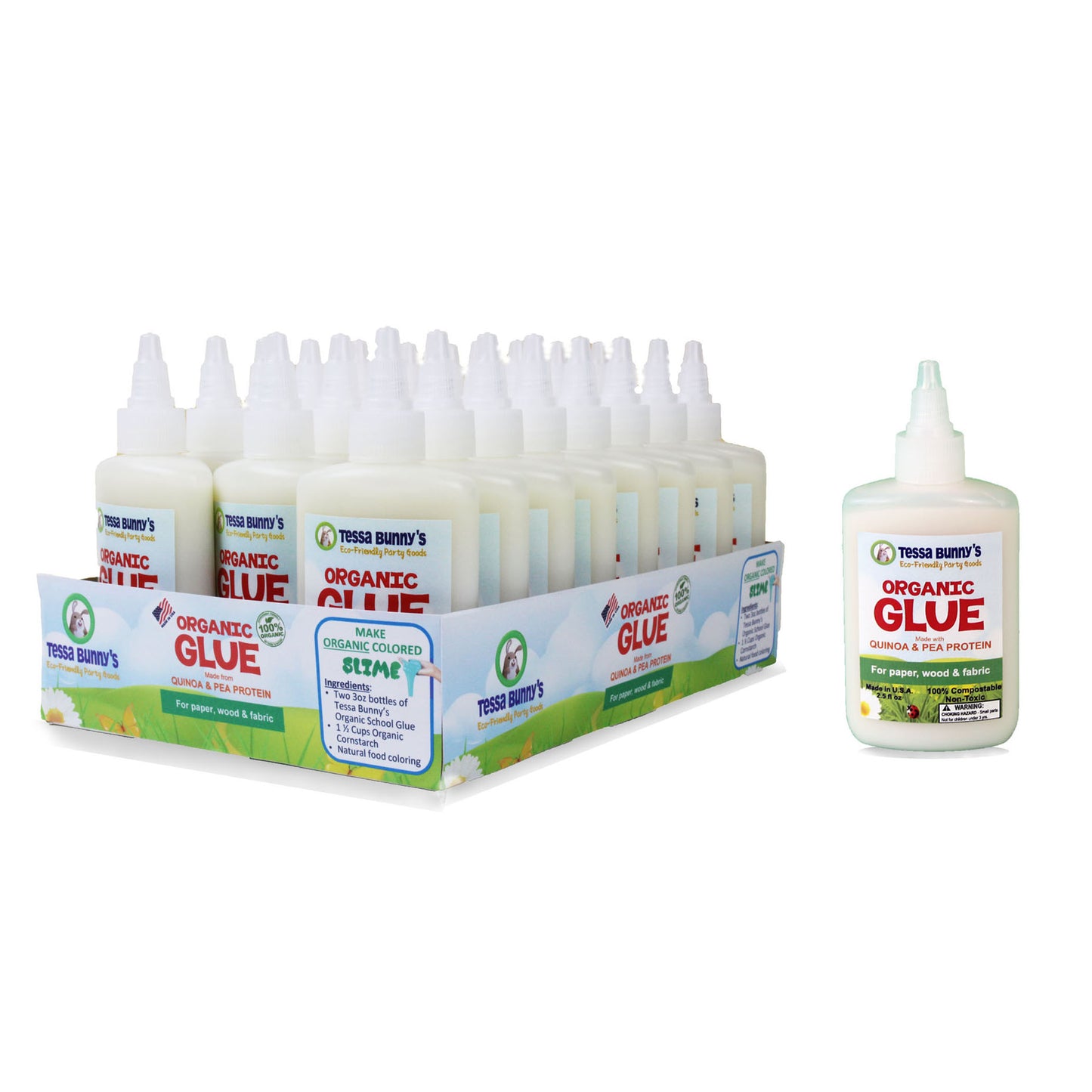 Tray of 24 Organic School Glue (3oz Bottles)