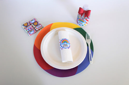 Rainbow Colors Placemats (8-pack, 100% Cotton Paper)