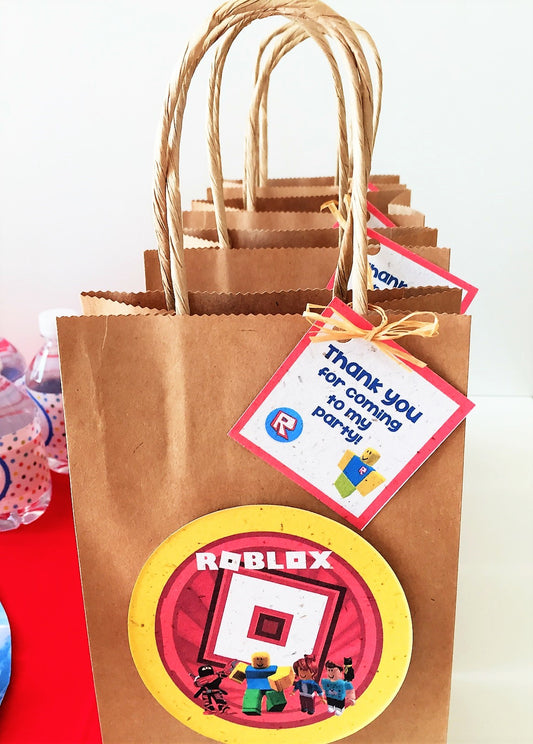 Roblox-inspired Favor Bag Tags (Six tags, 4-inch) (Bags not included.)