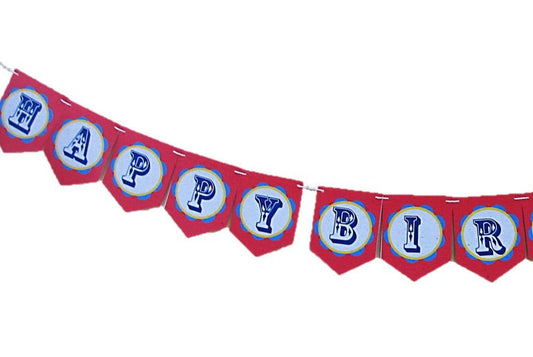 Circus Theme Happy Birthday Banner (8-ft, printed on Banana Leaf Paper)