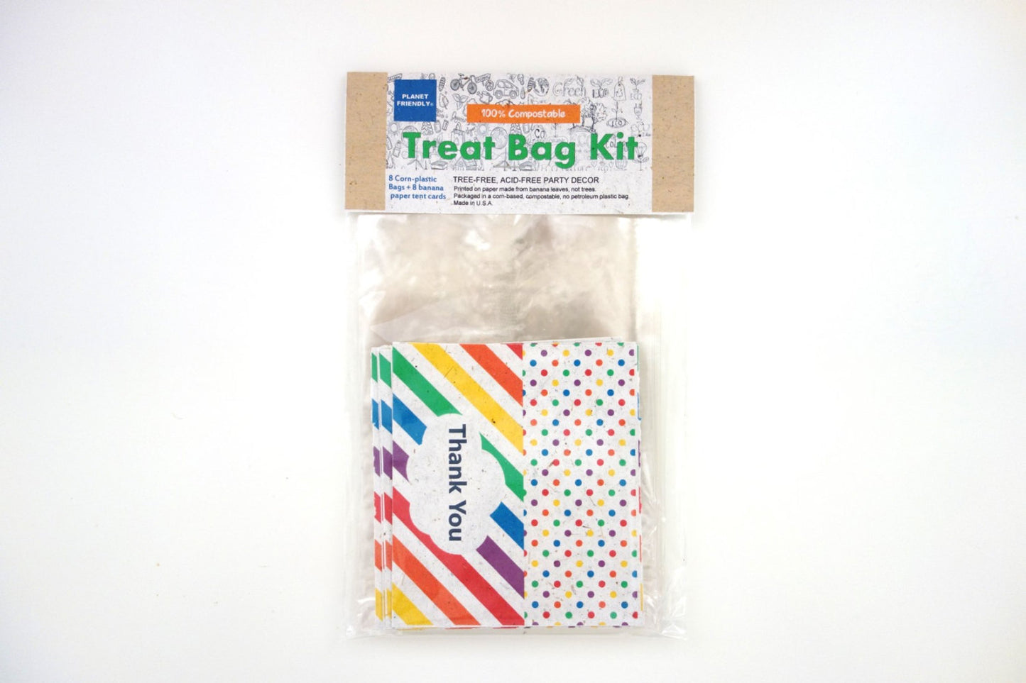 Rainbow Compostable Plant-Cello Treat Bags with Tent Cards (8-pack)