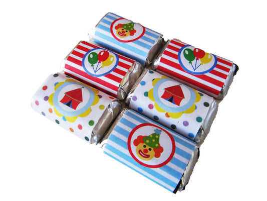 Circus Theme Tree-free Mini Chocolate Wraps (24/pack, Sugar Cane Stalk Paper)
