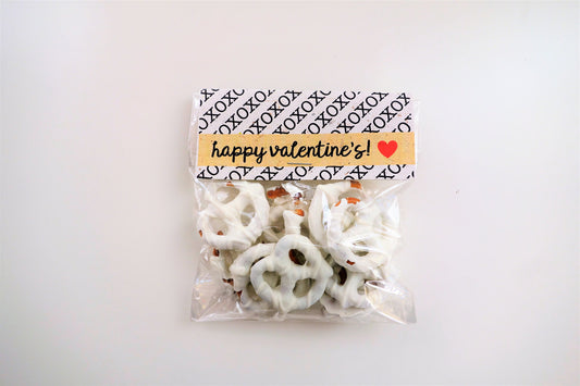 Valentine's Minimalist Compostable Plant-Cello Treat Bags with Tent Cards (8-pack), for party favors
