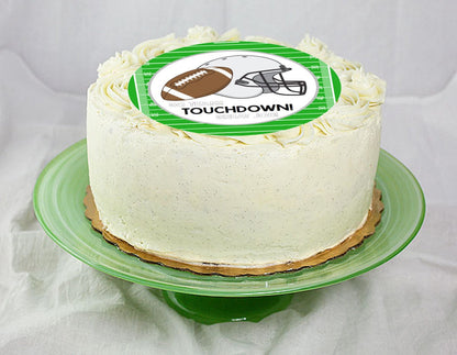 Football Cake Topper, 6-inch Round, on 100% Recycled PCW Paperbard